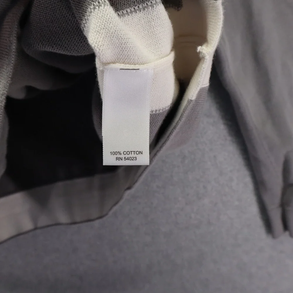 Banana Republic Hoodie Mens Large Full Zip Knit Jacket‎ Gray White Long Sleeve